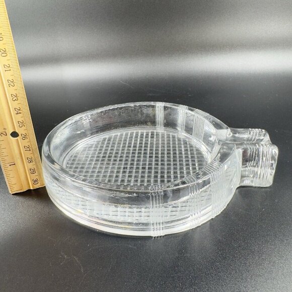 Vintage Mid Century Clear Heavy Glass Ashtray Dish Bowl Textured Bottom Decor - Picture 3 of 10